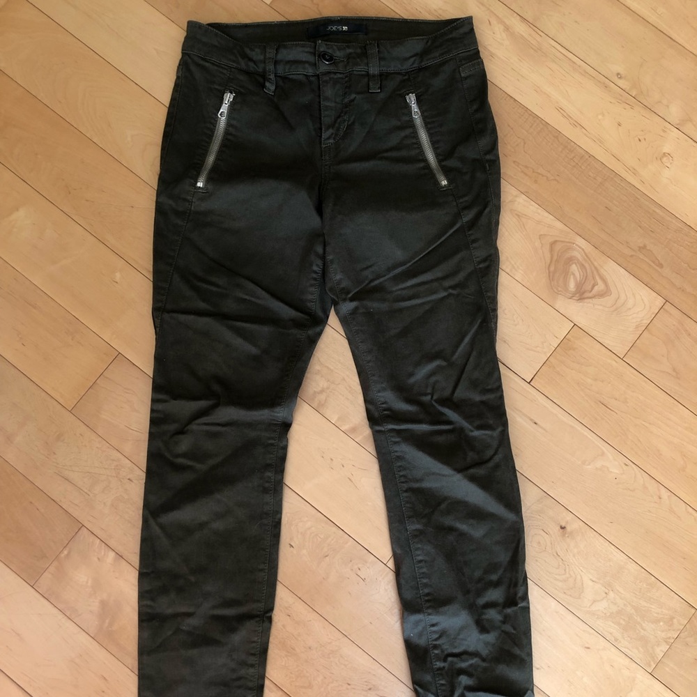Joes Jeans green skinny with front zippers